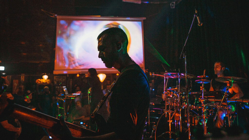 Kolm performing at the Umbra release party